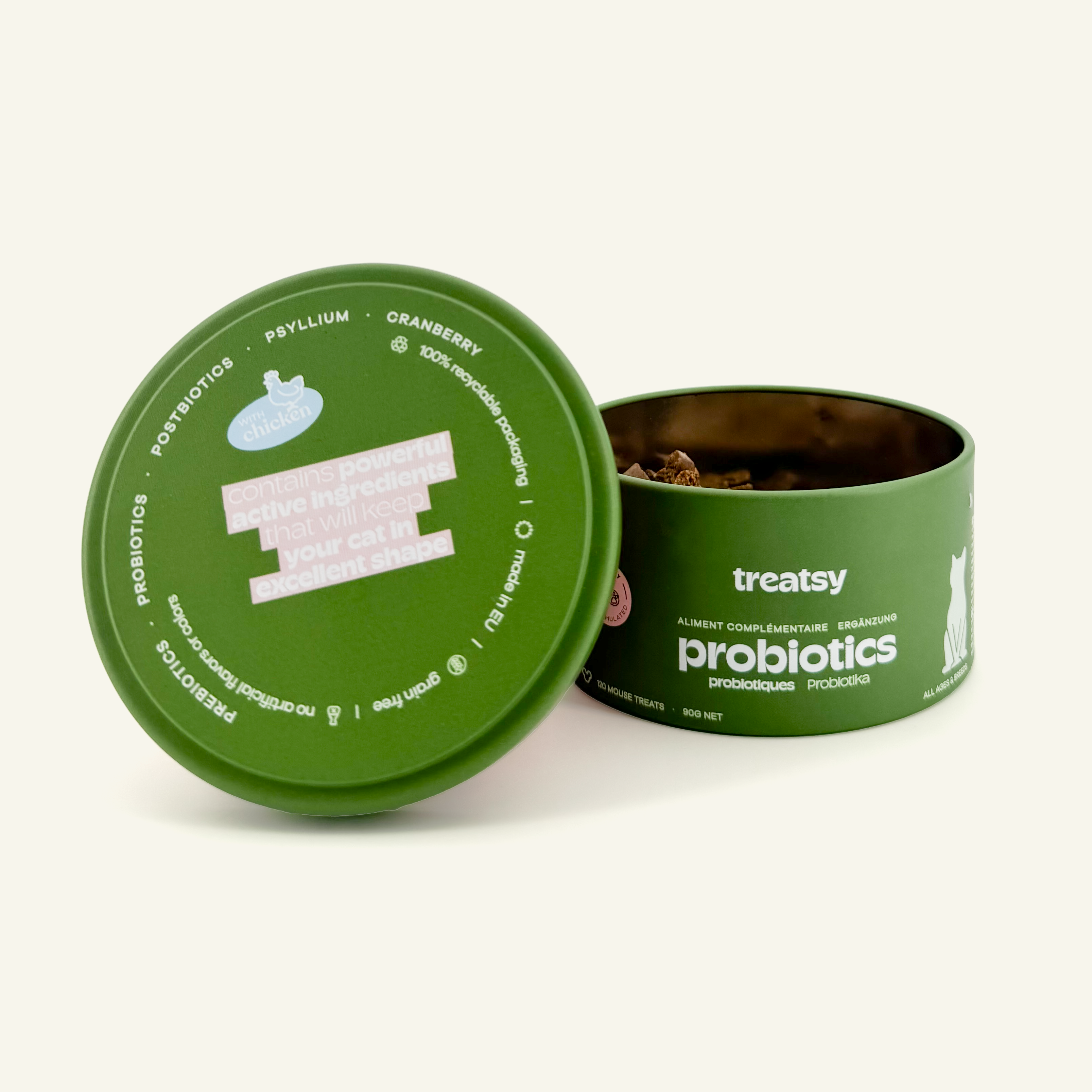 Treatsy - Vendita all'ingrosso Integratore per animali domestici - Gatti - Integratore probiotico per gatti | Consigliato dai veterinari | Pesce e pollo1