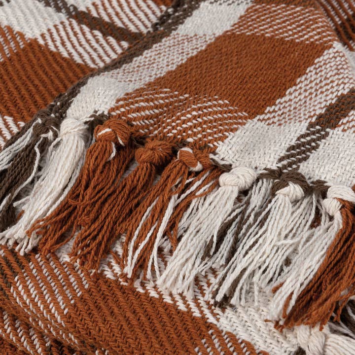 Primitives by Kathy - Wholesale Throw Blanket - Orange Fall Plaid Throw Blanket