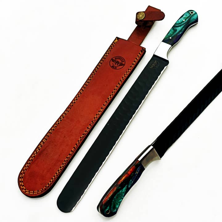 Coltello per petto di rana cornuta - Acciaio annerito - Lunghezza totale 17" per la vendita all'ingrosso da parte di Ruddock Bros. LLC