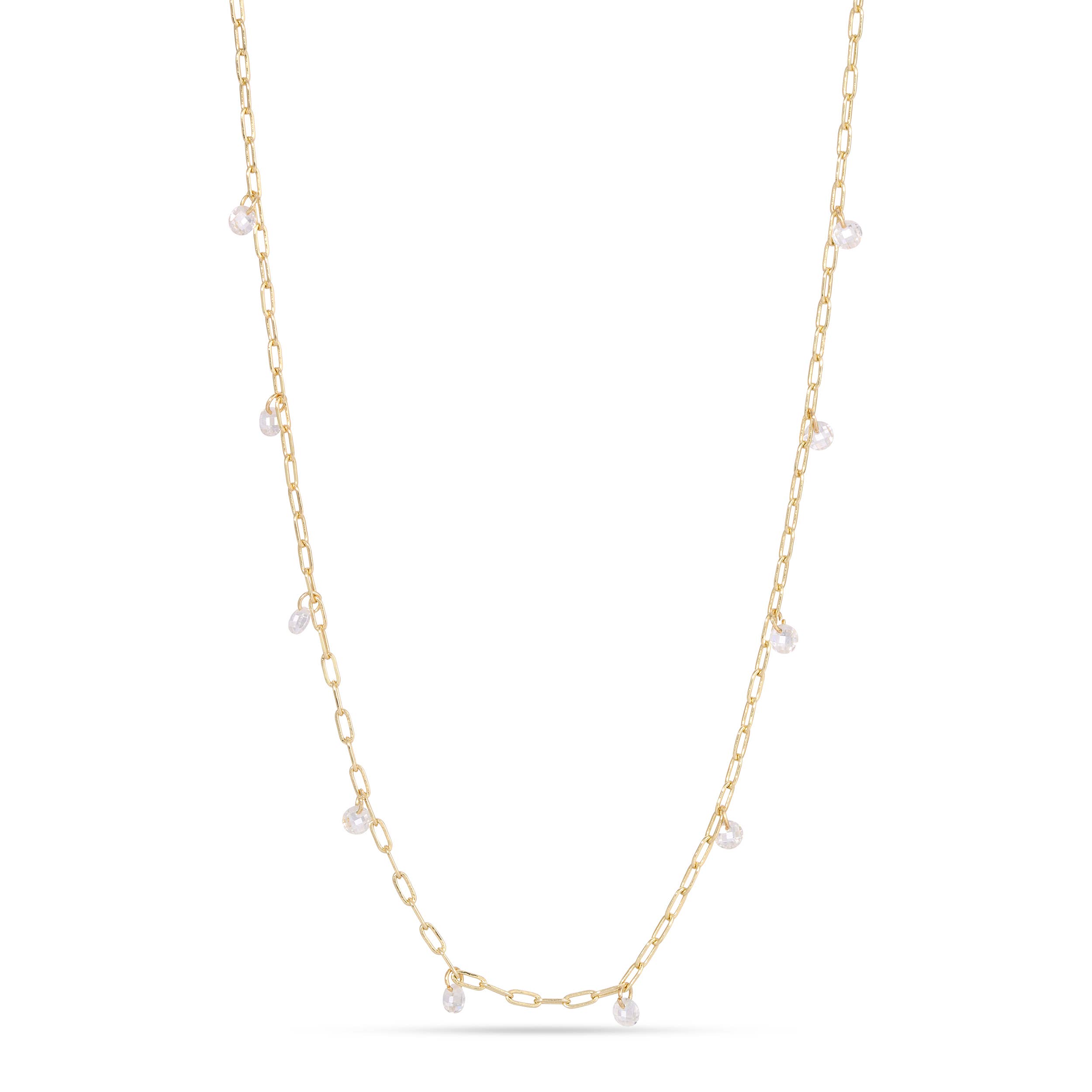 My Fun Colors – Engroshandel Led/kæde halskæde – Petite Kædehalskæde | Klare Krystaller med Guldkæde1