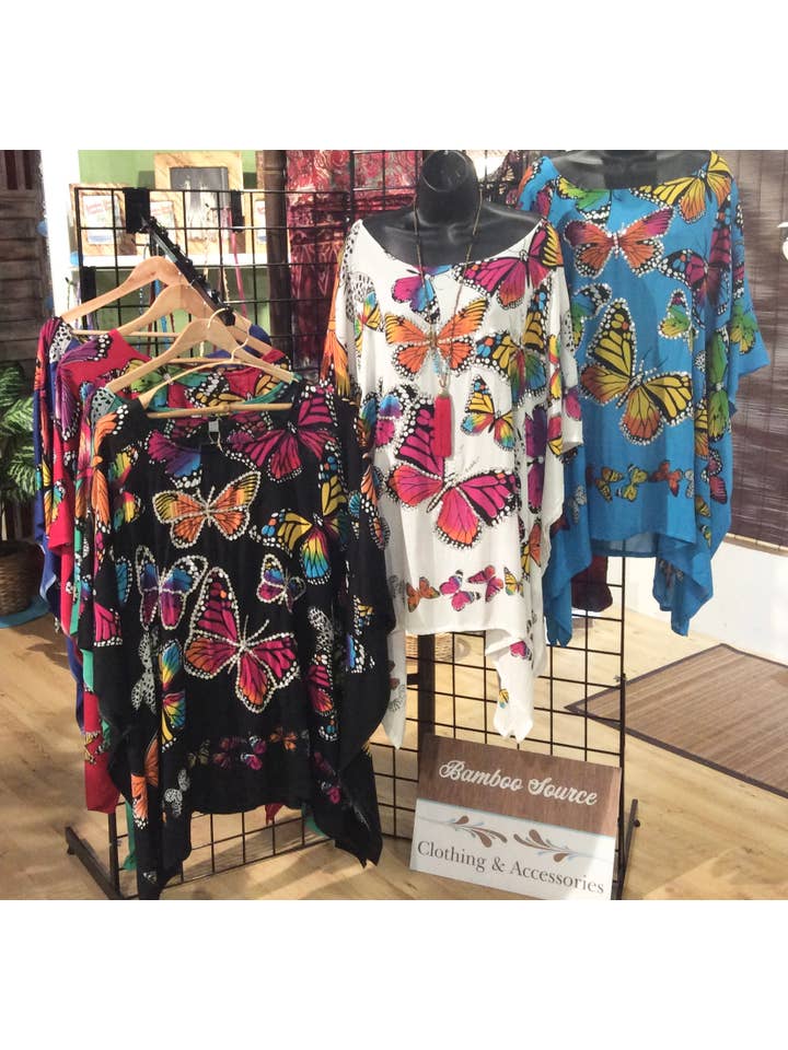 Bamboo Source Tropical Decor - Wholesale Blouse - Women's - Sequined Butterfly Summer Top/Cover Up2