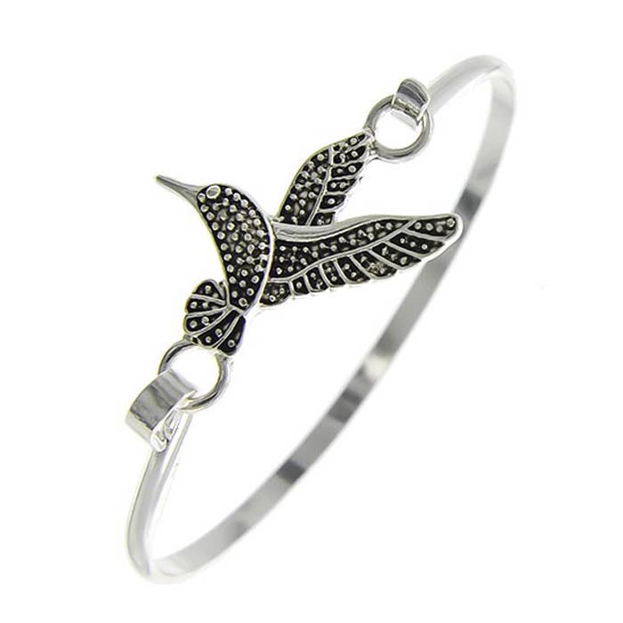 Silver Hummingbird Cuff Bracelet for wholesale by Peaceful Village Inc.