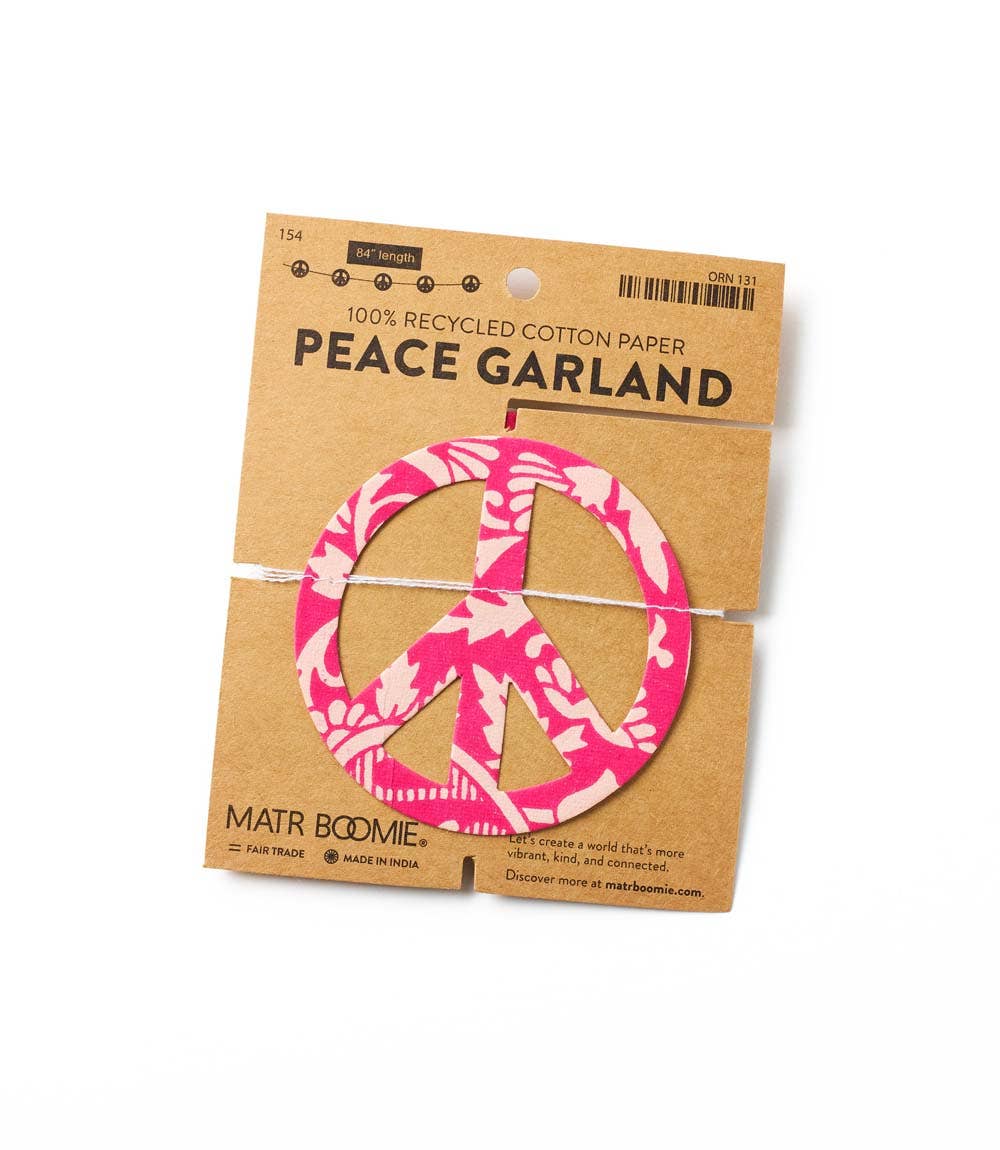 Matr Boomie Fair Trade - Wholesale Bunting/Garland - Peace Sign Recycled Paper Garland - Assorted Prints3