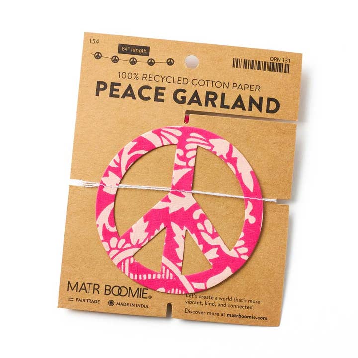 Matr Boomie Fair Trade - Wholesale Bunting/Garland - Peace Sign Recycled Paper Garland - Assorted Prints3