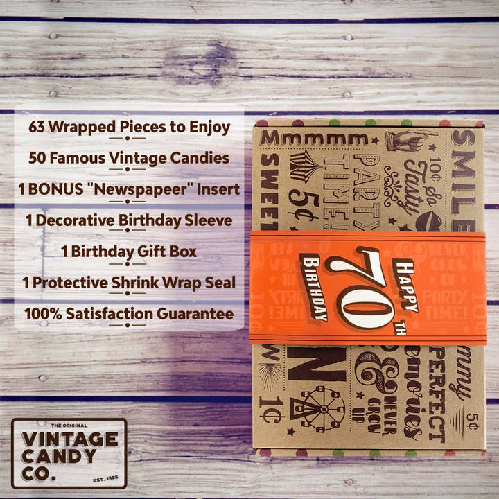 Vintage Candy, LLC - Wholesale Gummy - 70th Birthday Retro Candy Gift