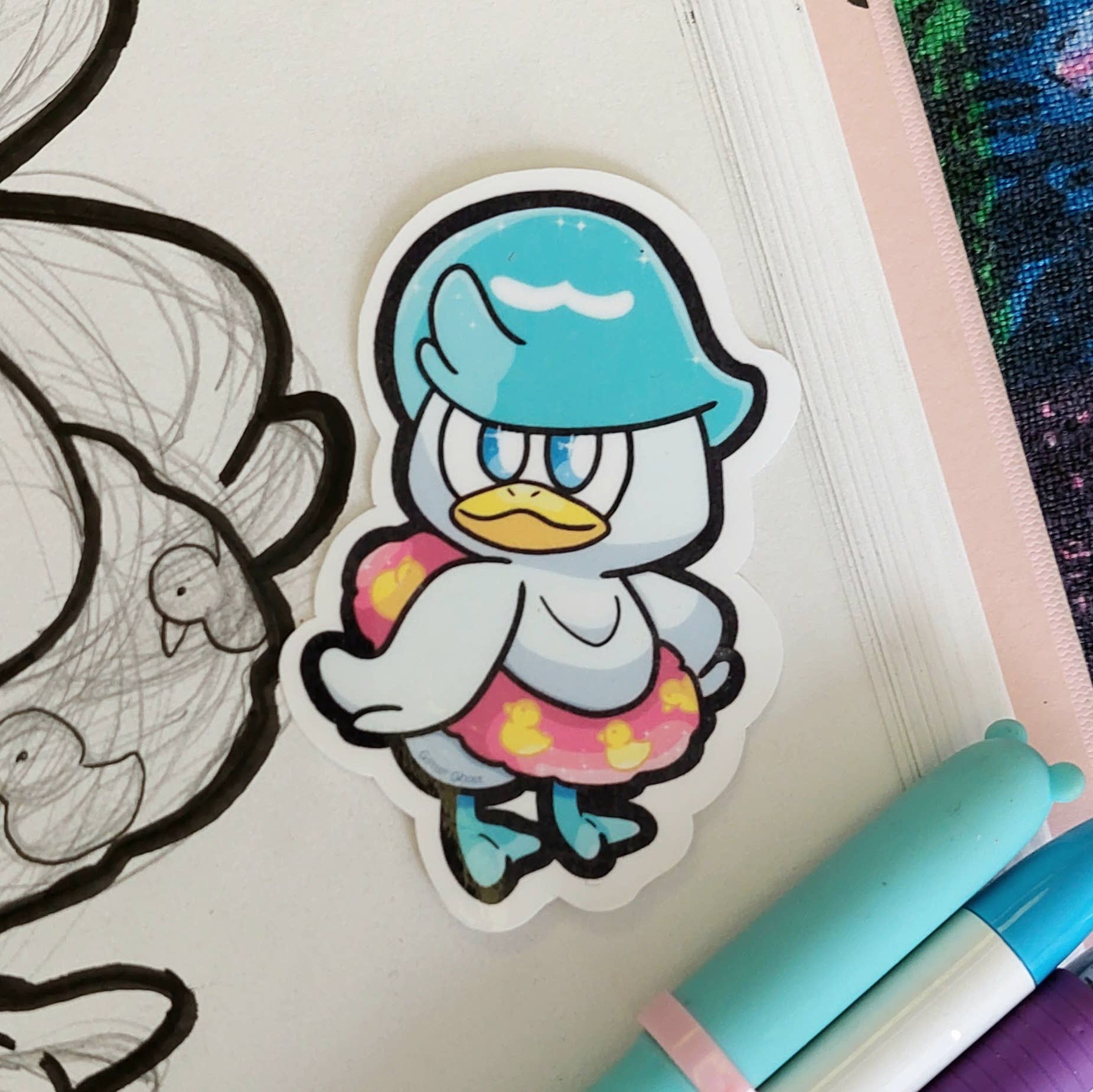 Glitter Ghost Clothing and Accessories - Wholesale Sticker - Fanart - Pokemon - Quaxley  - 3 inch Sticker1