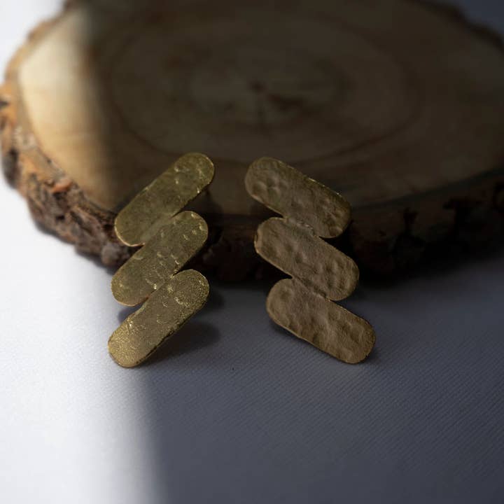 DIORA - Wholesale Dangle Earrings - Handmade Long Stud Earrings Hammered Brass Fashion Jewelry 7