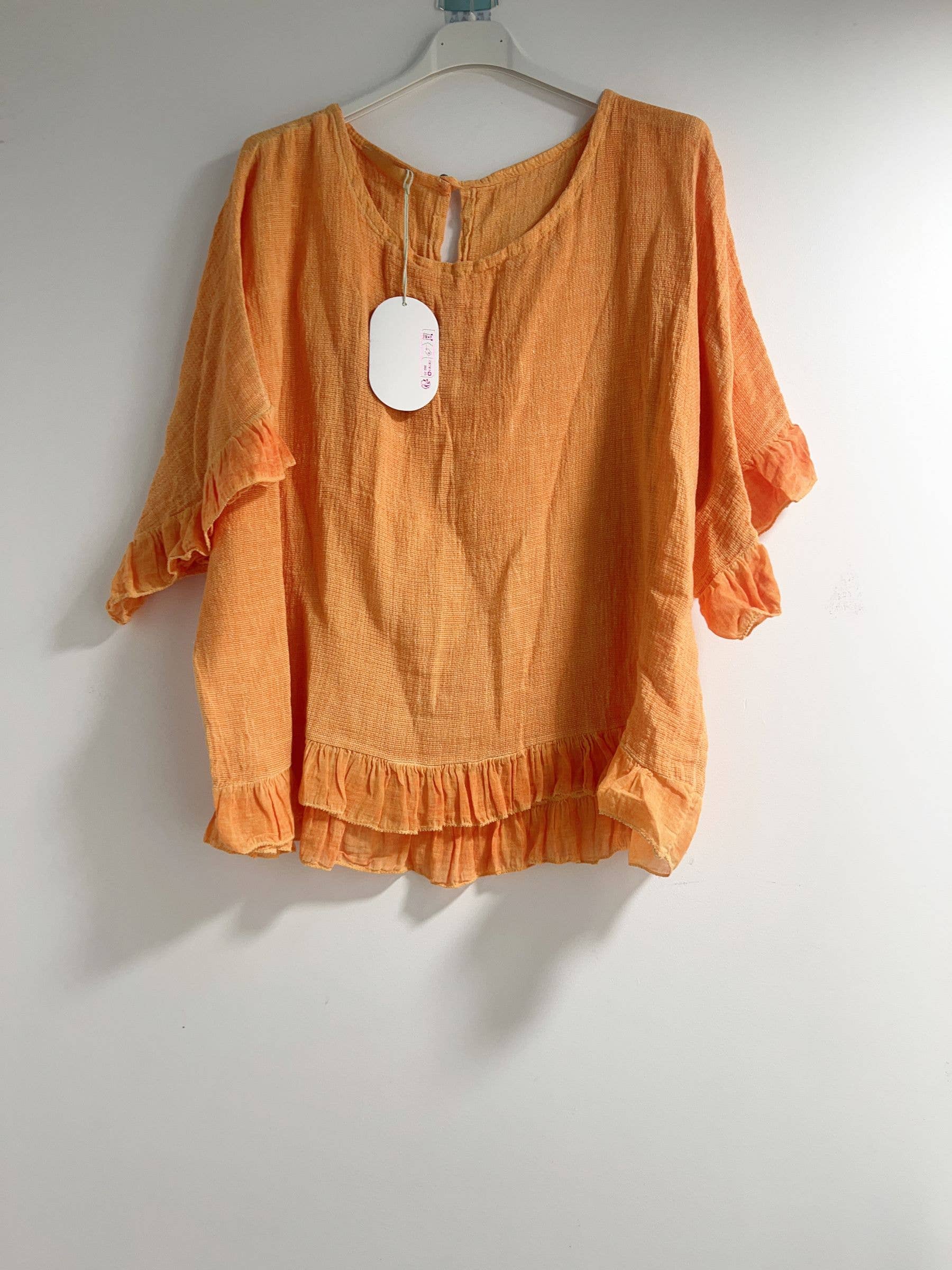 Happy look - Wholesale Blouse - Women's - Washed cotton top with ruffle detail8