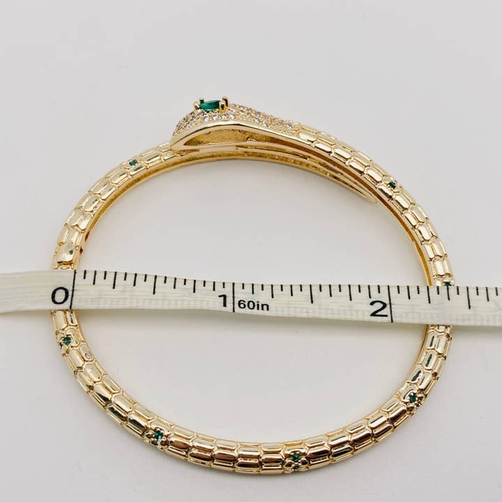 A Snake Inlaid Cubic Zirconia Opening Bangle Bracelet for wholesale on Faire