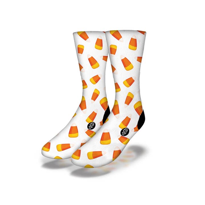 Kooky CANDY CORN PATTERN Halloween Socks for wholesale by Savvy Sox