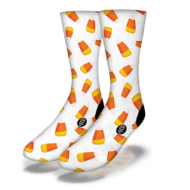Kooky CANDY CORN PATTERN Halloween Socks for wholesale by Savvy Sox