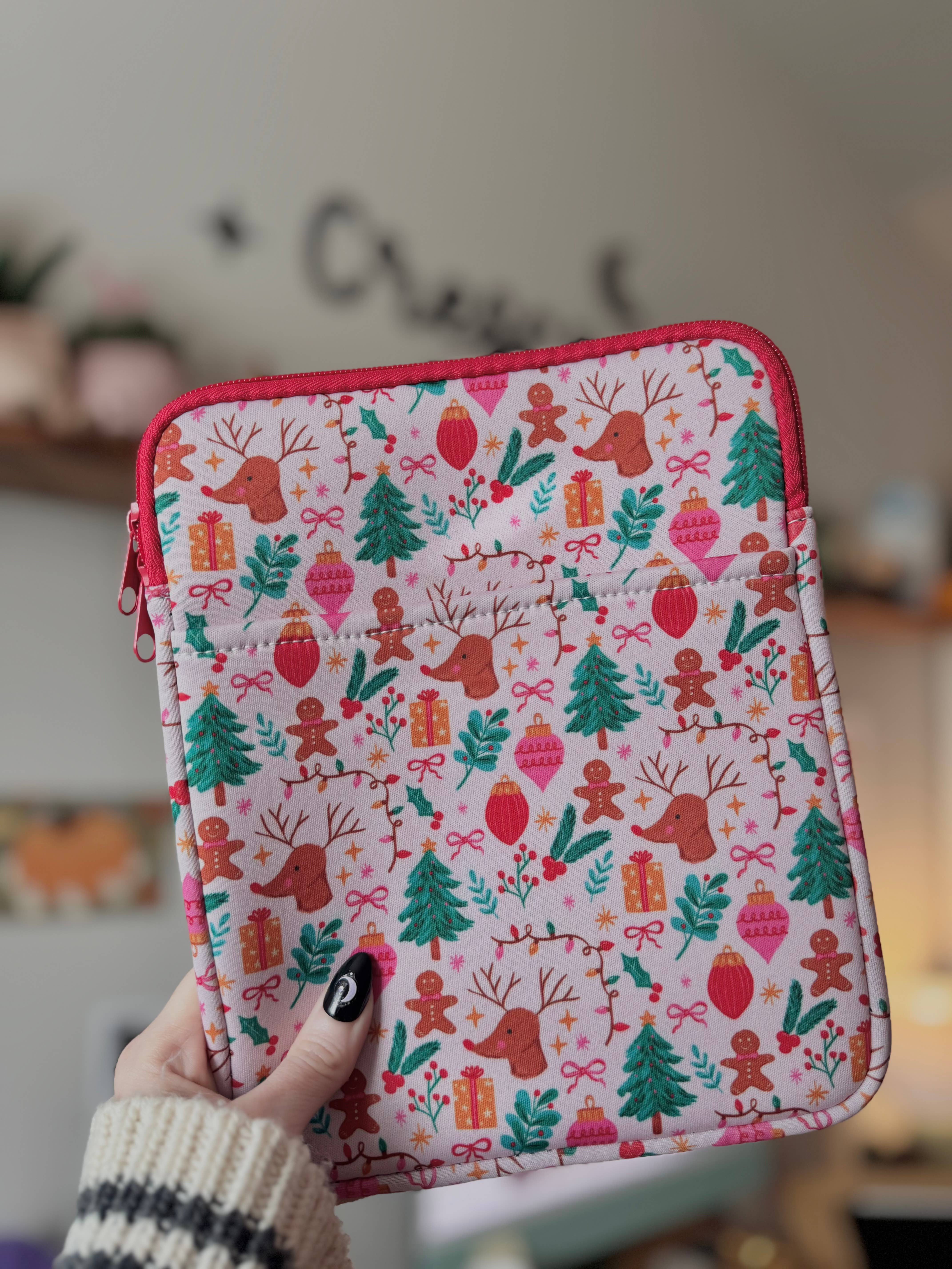 CrescentCatCo - Wholesale Pouch - Women's - Pastel Christmas Magic Book & Kindle Sleeve Pouch2