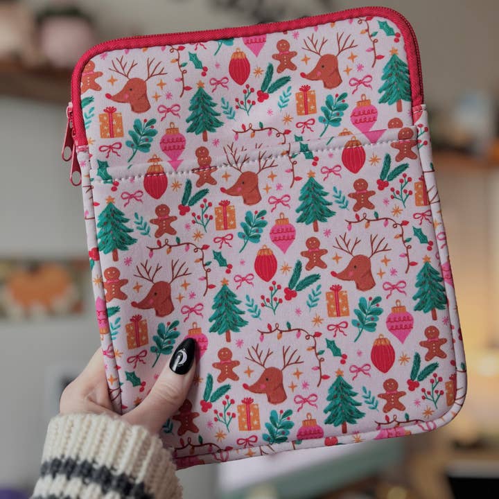 CrescentCatCo - Wholesale Pouch - Women's - Pastel Christmas Magic Book & Kindle Sleeve Pouch2