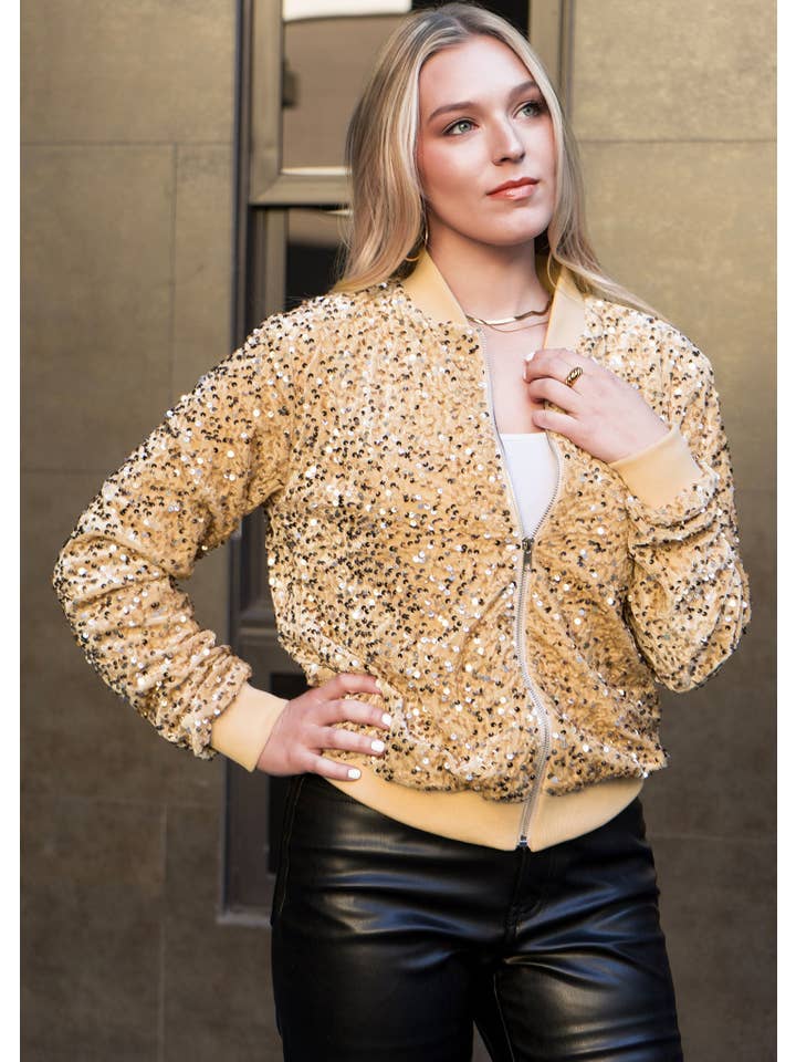 Anna Kaci Wholesale - Wholesale Jacket - Women's - Women's Sparkly Sequin Jacket Glitter Long Sleeves Front Zip14