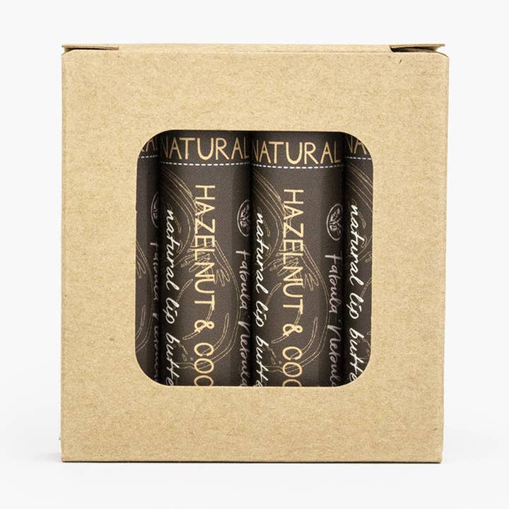 Beurre pour les lèvres au cacao et aux noisettes pour la vente par Fabula Nebulae