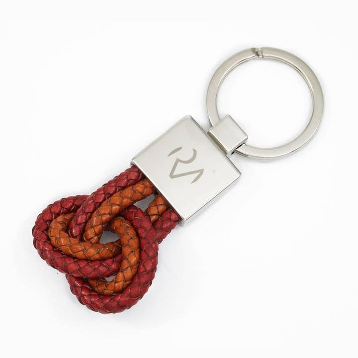 Scoubidou keychain with two-color knot Red / Orange for wholesale by Roberto Mantellassi