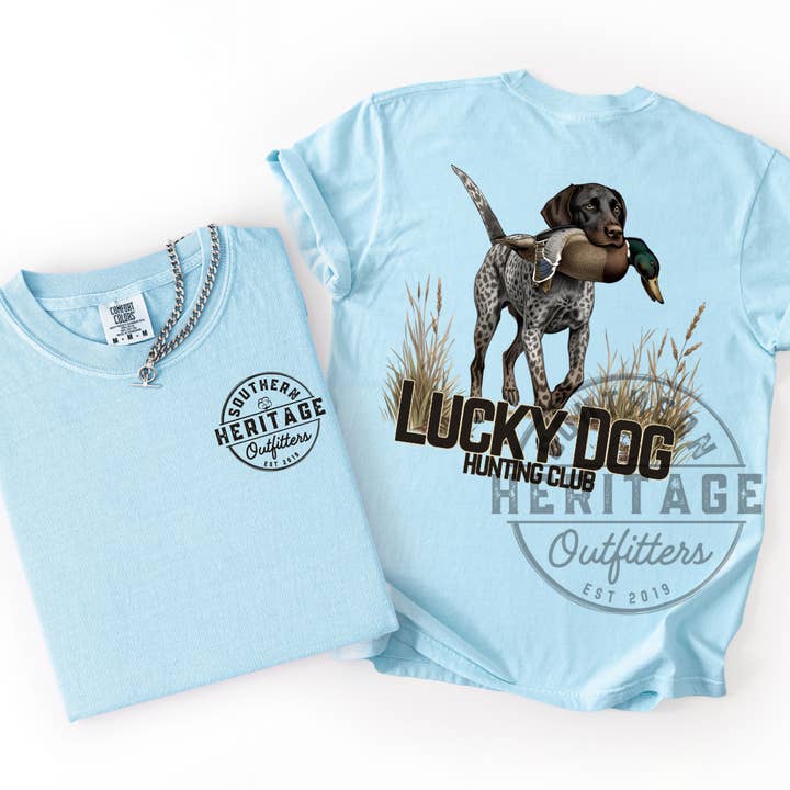 Lucky Dog Hunting Club – Comfort Colors Tee for wholesale by Southern Heritage Outfitters
