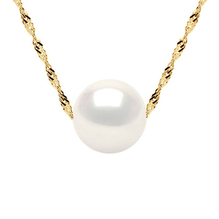 Halskette aus echten Wasserzuchtperlen — Gelbgold für den Großhandel von Mitzuko