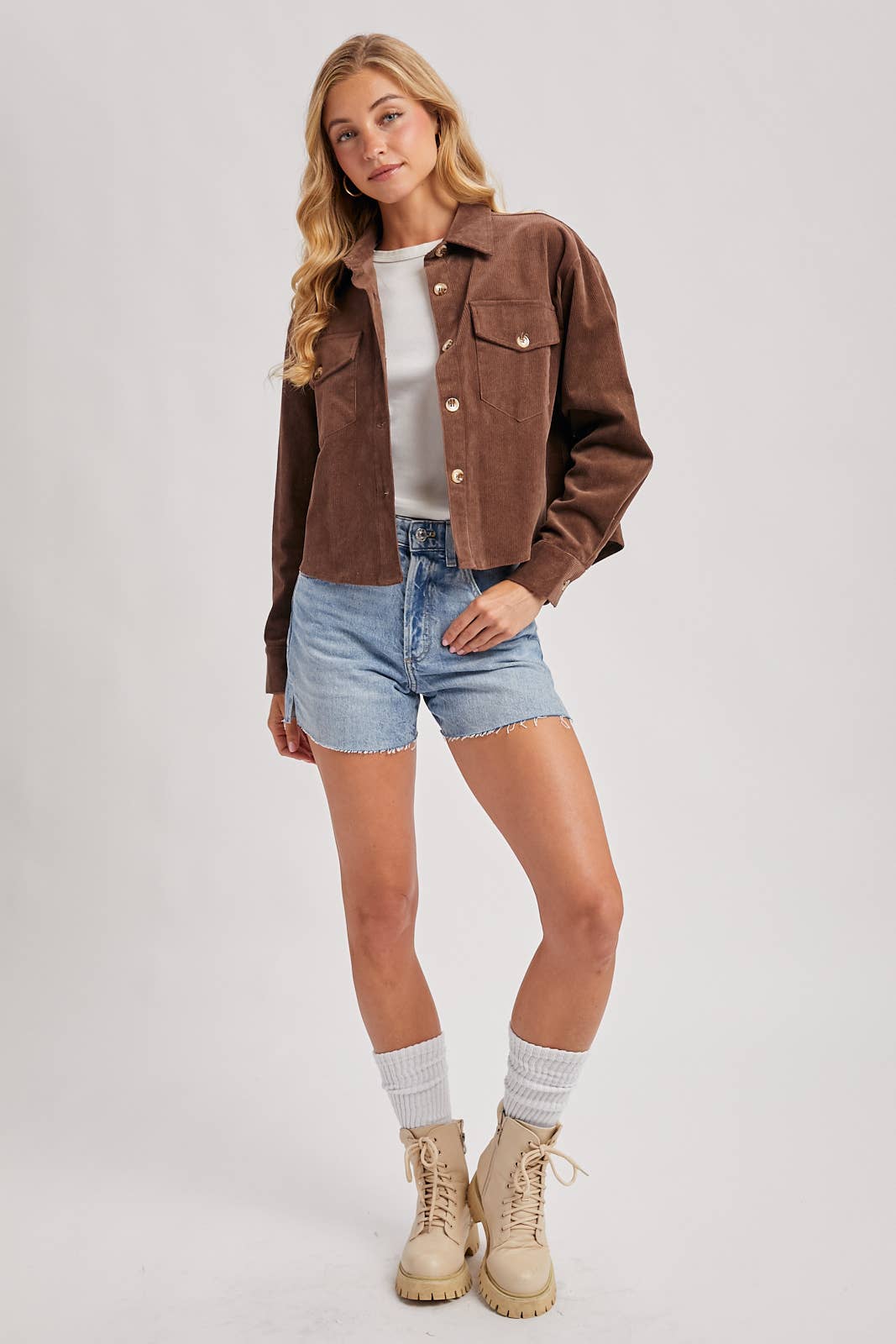 Bluivy - Wholesale Jacket - Women's - CORDUROY CROPPED BUTTON DOWN SHIRT JACKET32