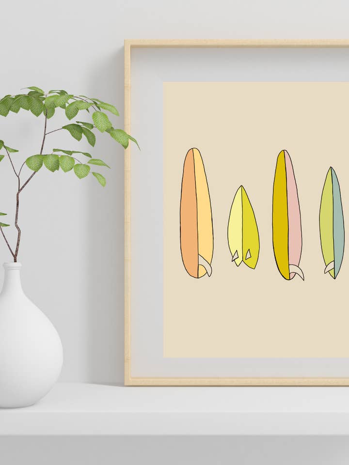 Surfboard Quiver Print for wholesale by Sierra Rehrer Designs
