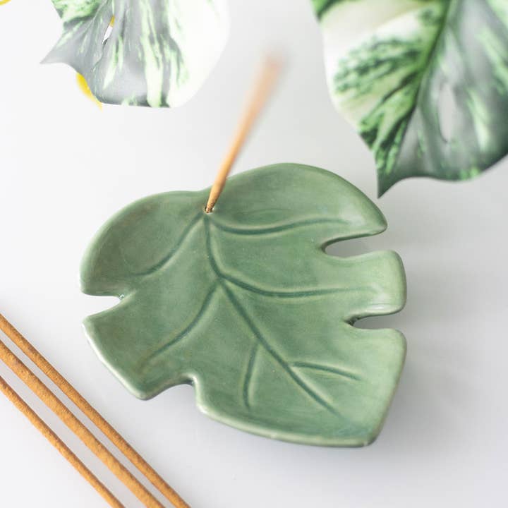 Something Different Wholesale - Wholesale Incense Holder - Palm Leaf Ceramic Incense Holder Plate