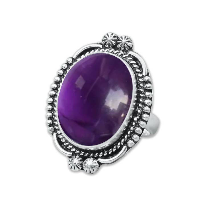 Handmade Jewels - Wholesale Cocktail/Statement Ring - Amethyst Rings for Women – Silver-Plated, Handmade, Deep Purple (US Sizes 6–10, Non-Adjustable)14