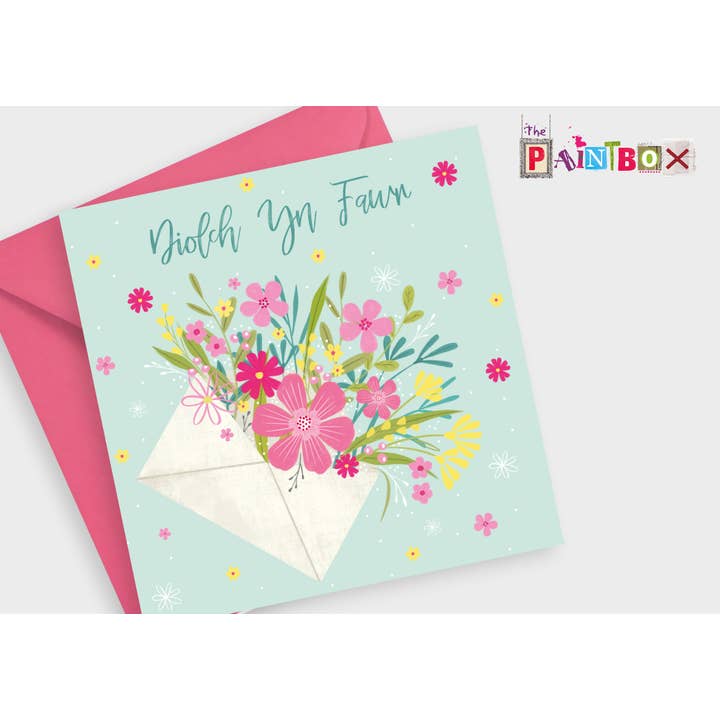 Diolch yn fawr Thank you very much Pretty envelope x6 Cards for wholesale by The Paintbox