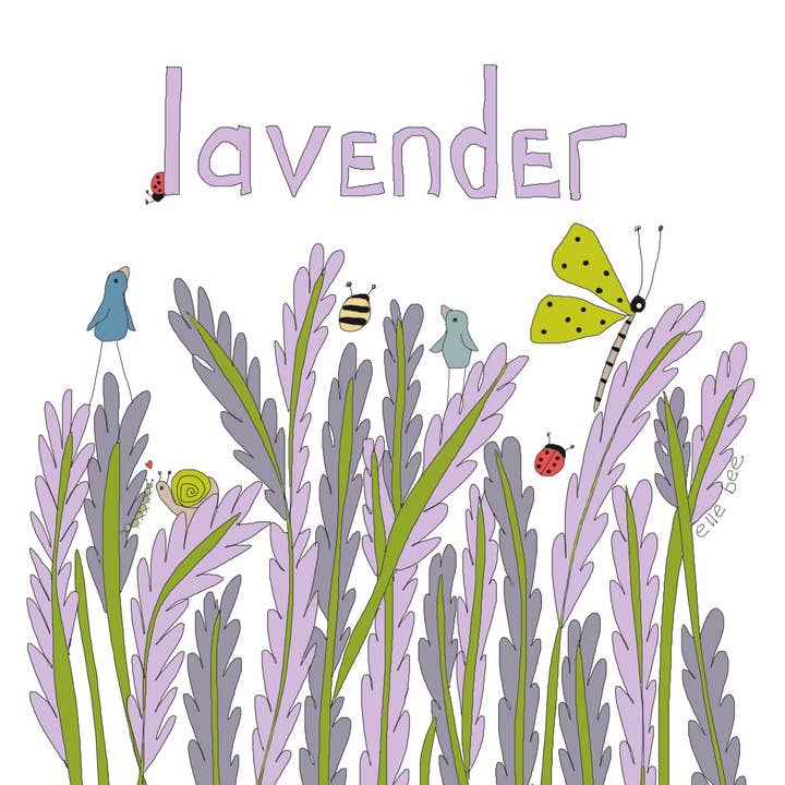 Carte de vœux lavande pour la vente par Elle Bee Art Studio