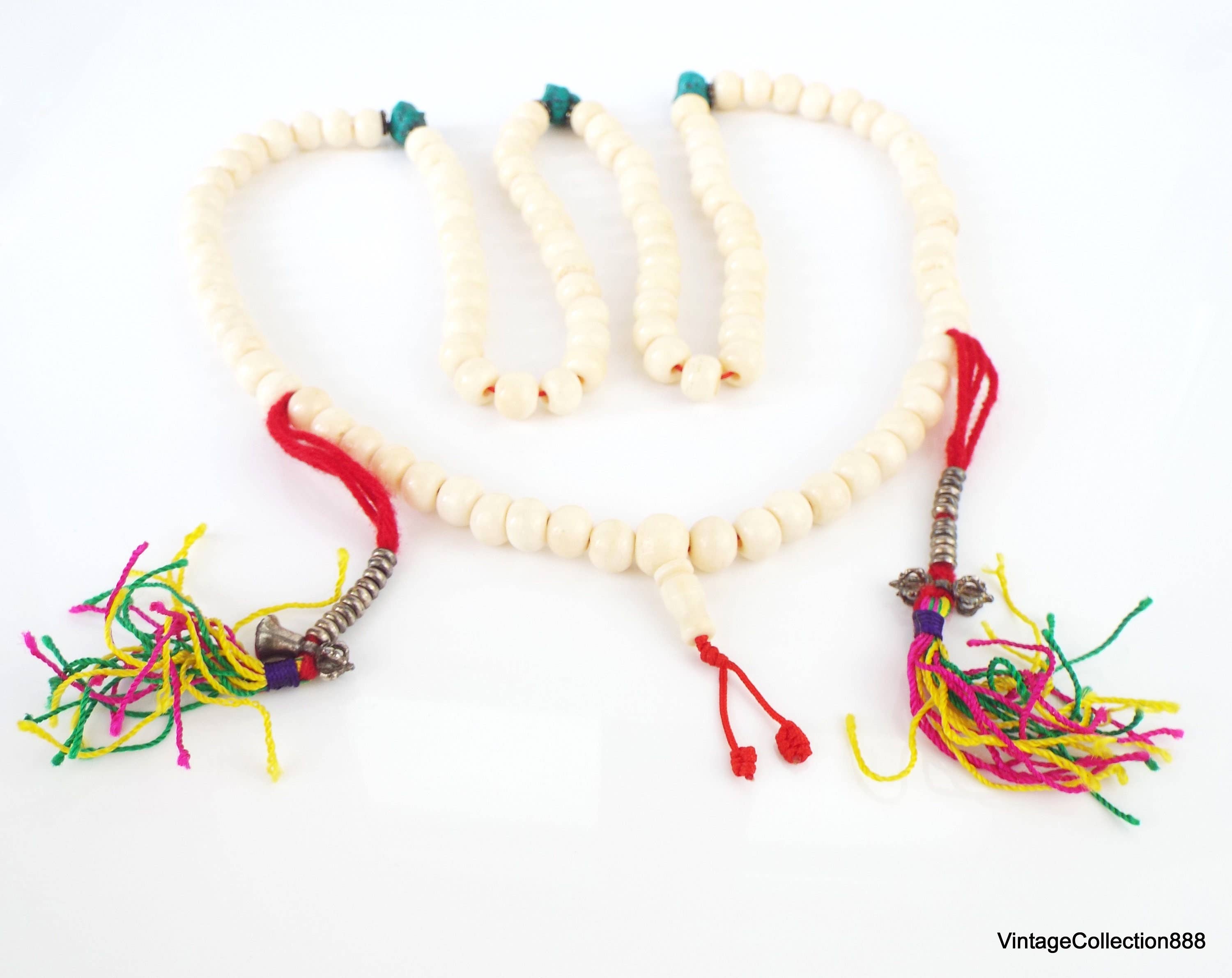 Vintagecollection888 – Colar de contas de oração por atacado – Colar de Meditação Mala Tibetano com 108 Contas de Osso de Iaque4
