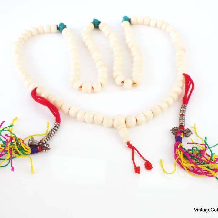 Vintagecollection888 - Wholesale Prayer Beads Necklace - Tibetan Mala Prayer 108 Yak Bone Beads4