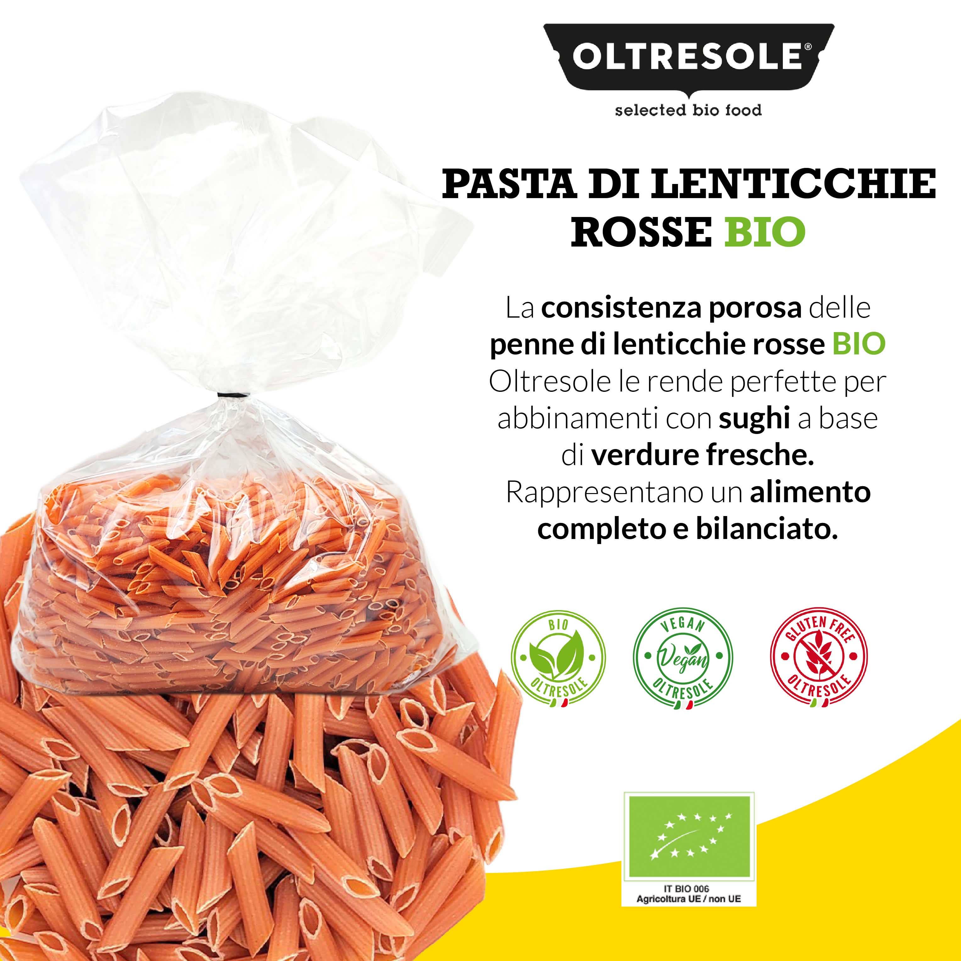 Oltresole – wholesale Pasta – EKOLOGISK RÖDA LINSER PASTA PENNE 4 kg3