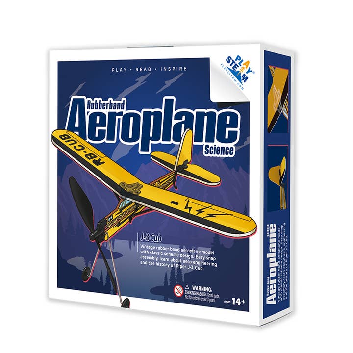 PlaySTEM - Wholesale DIY Craft Kit - Kids - J-3 Cub - Classic Series, Rubber Band Airplane Science