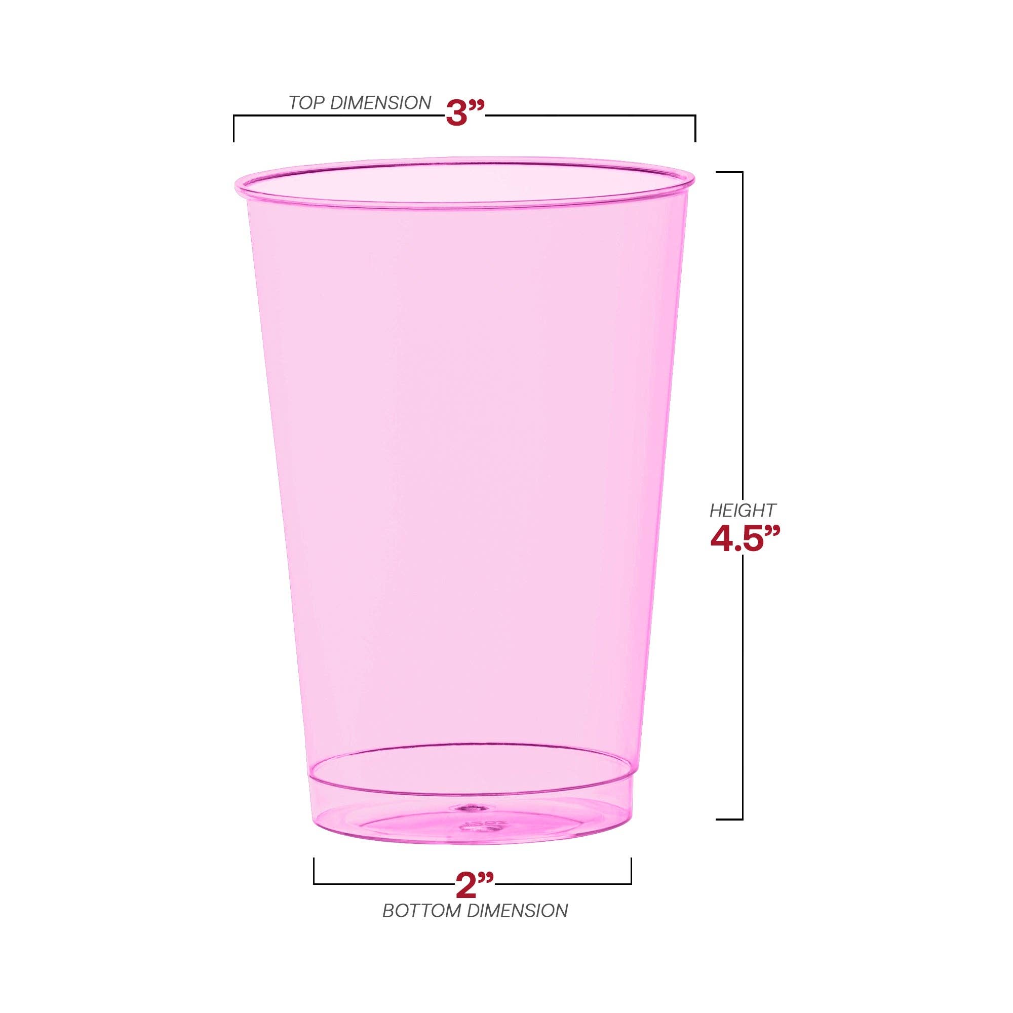 Smarty had a Party - Wholesale Disposable Cup - 12 oz. Clear Pink Disposable Plastic Party Cups - 240 pcs3