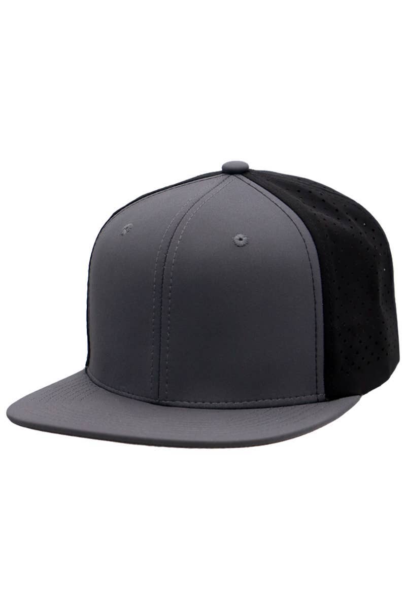 Cap Zone - Wholesale Flat Brim Cap - Men's - Two Tone Six Panel Flat Bill Perforated Snapback10