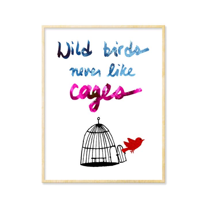 Wild Birds Never Like Cages Art Print for wholesale by Tamara Garvey Illustration