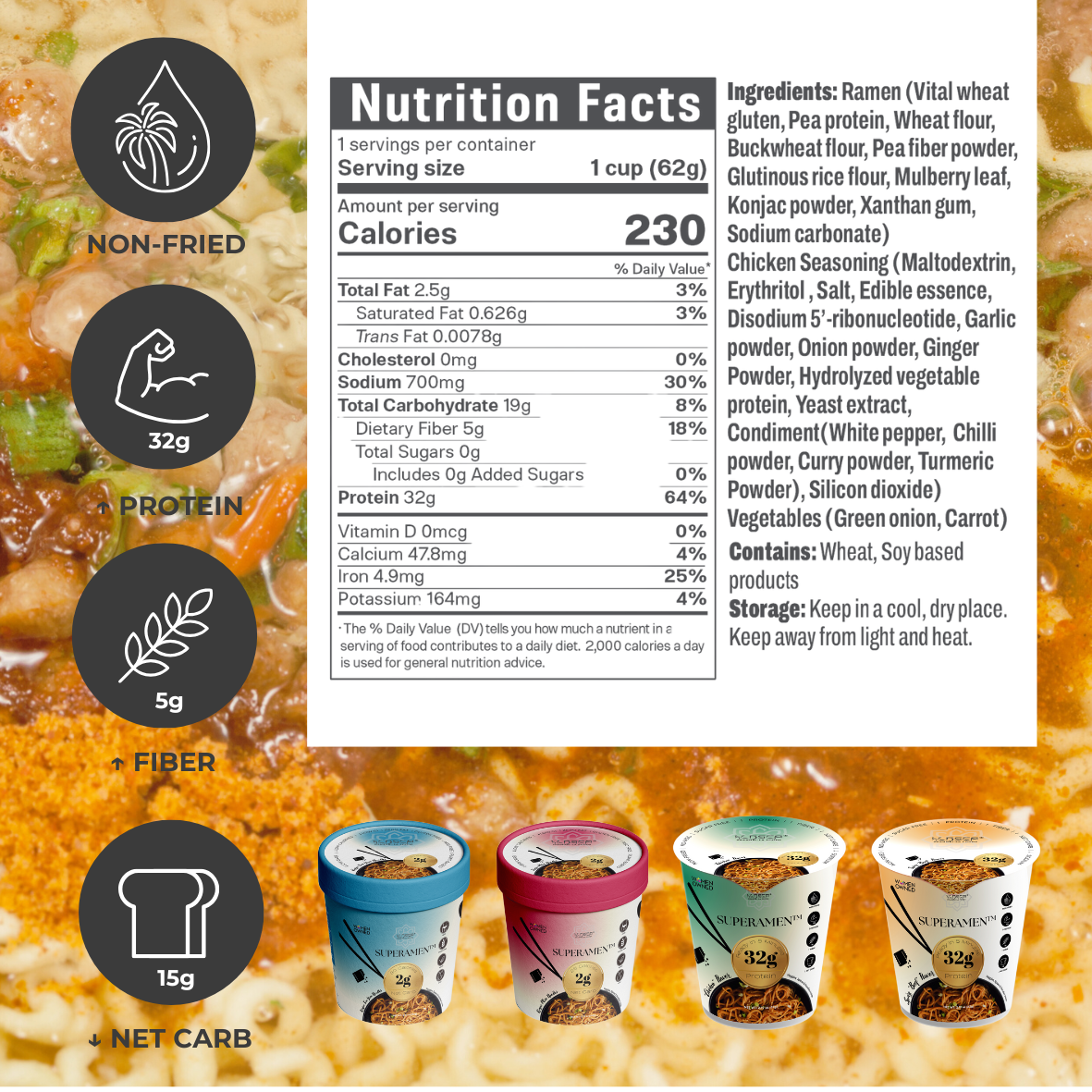 KLDSCP Foods - Wholesale Ramen - Protein Ramen High Protein 32g, Plant Based – Garlic Chicken2