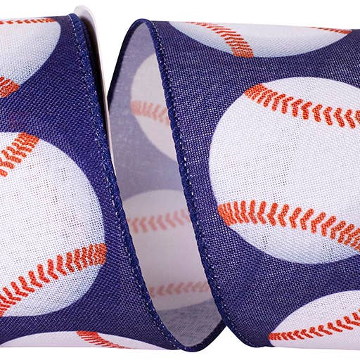 RELIANT RIBBON - Wholesale Ribbon - Gift Wrapping - Baseball Grand Linen Wired Edge, Navy, 2-1/2 In, 10 Yards0