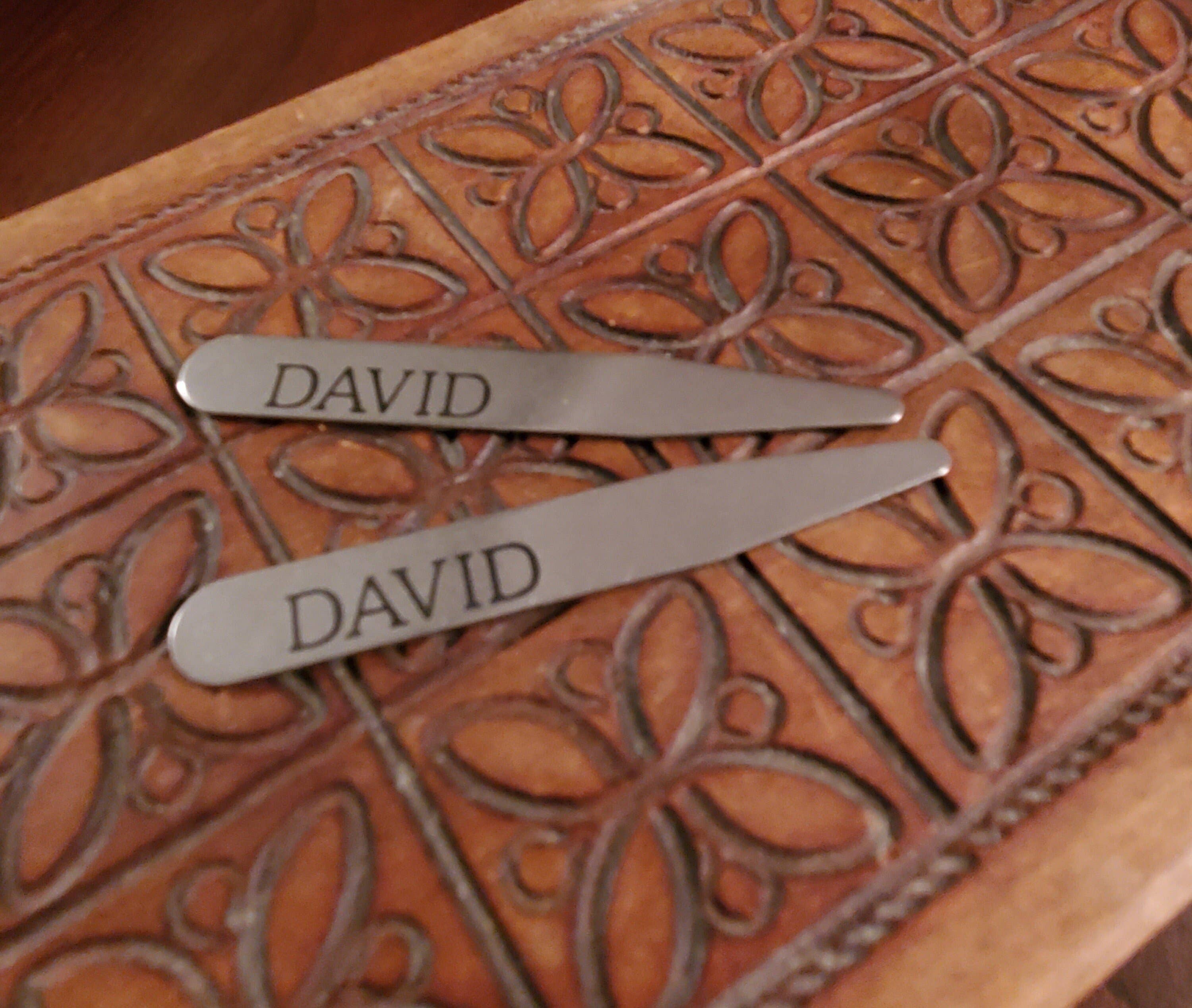 Hazel Grove Customs - Wholesale Gift Tag - Personalied Collar Stays - Gift for Dad or Grad - Engraved S0