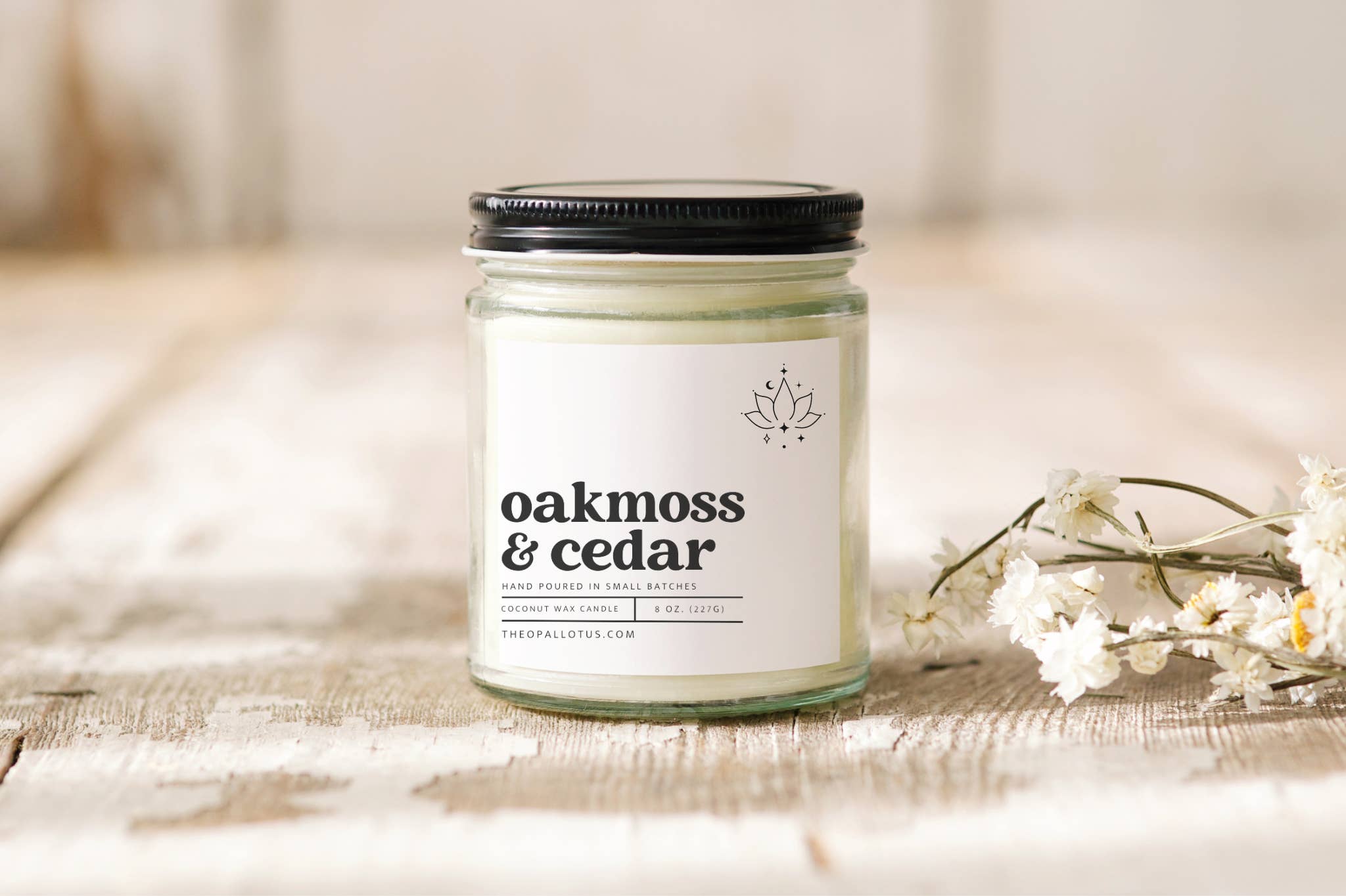 The Opal Lotus - Wholesale Jar/Filled Candle - Oakmoss & Cedar