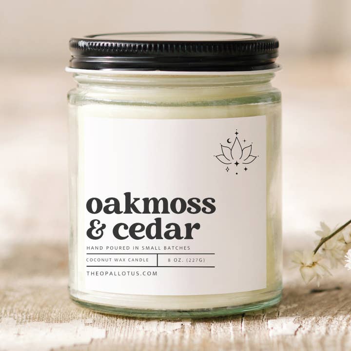 The Opal Lotus - Wholesale Jar/Filled Candle - Oakmoss & Cedar0