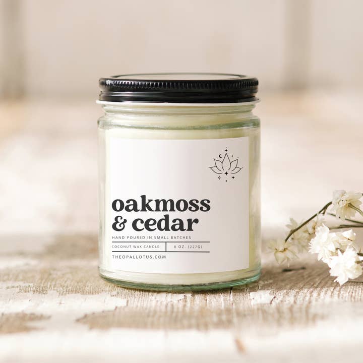 The Opal Lotus - Wholesale Jar/Filled Candle - Oakmoss & Cedar