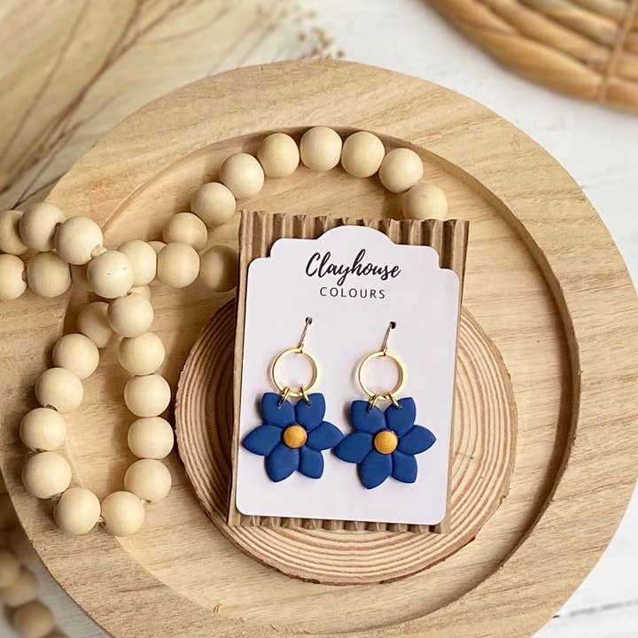 Clayhouse Colours - Wholesale Dangle Earrings - Navy & Gold Clay Earrings1