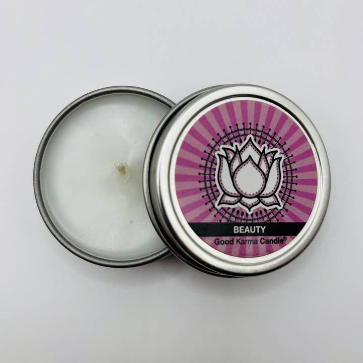 Beleza (Lótus Rosa) Disponível em tamanhos de 1 oz (4,95 $) e 4 oz (8,95 $) por atacado de Zensual Candles- Good Karma Candles