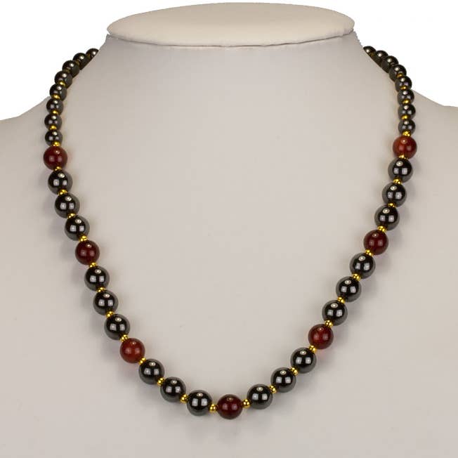 Collier en hématite et agate pour la vente par EHAWA