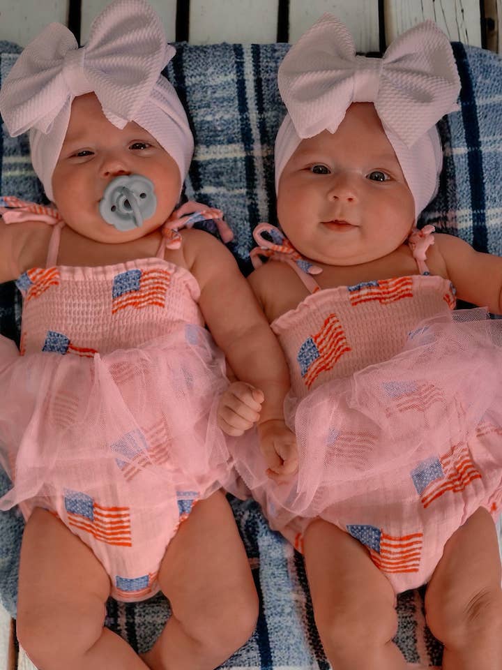 SpearmintLOVE - Wholesale Bodysuit (Non-Footed) - Baby - Muslin Tutu Bubble, American Flag Pink