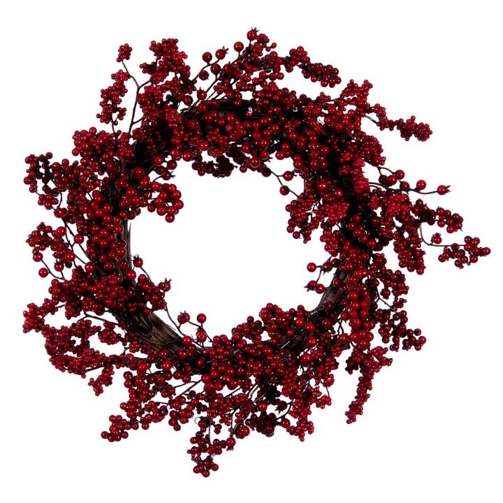Vickerman 24" Red Outdoor Berry Wreath for wholesale on Faire