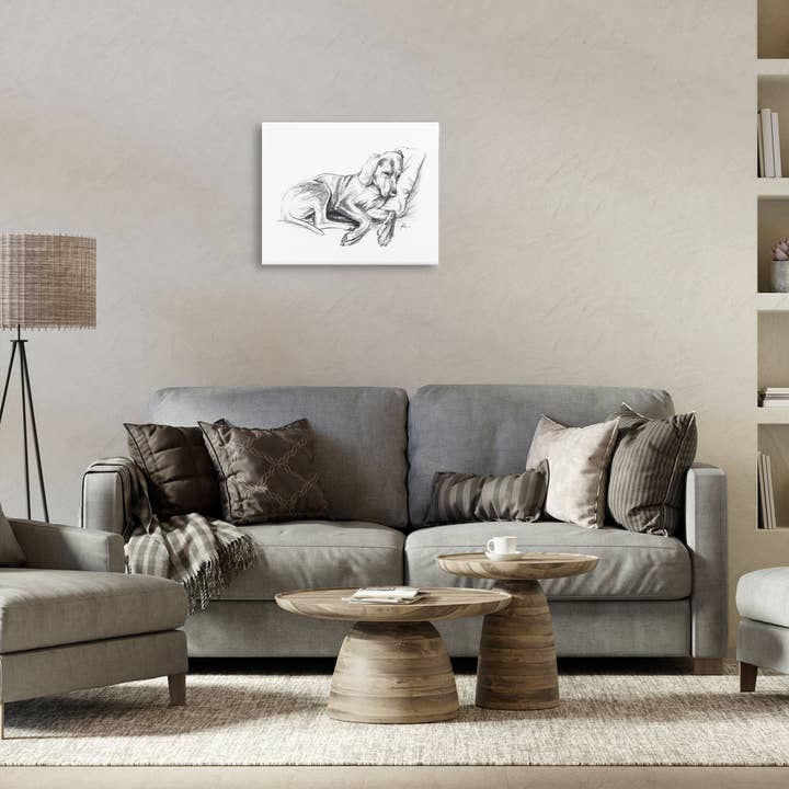 Stupell Industries - Wholesale Wall Decor - Kids & Baby - Napping Dog Drawing Canvas Art