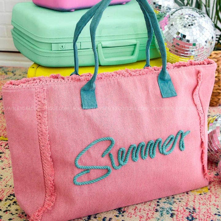 MiMi Wholesale - Wholesale Tote Bag - Women's - MB0204 Sewn Rope Summer Letter Fringe Tote Bag5