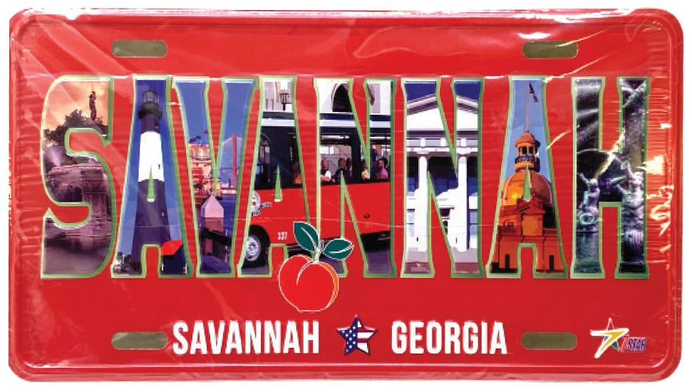 7 Star - Wholesale Sign - "Savannah" Georgia colorful Aluminum Embossed License Plate 0