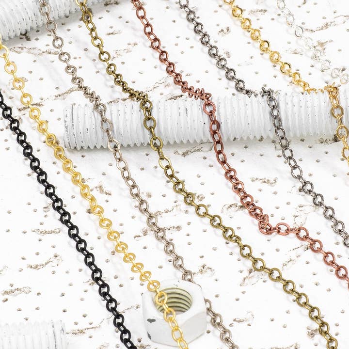 5 mm x 4,5 mm flad kædekæde solgt pr. fod - CH 859 for engroshandel hos Continental Beads